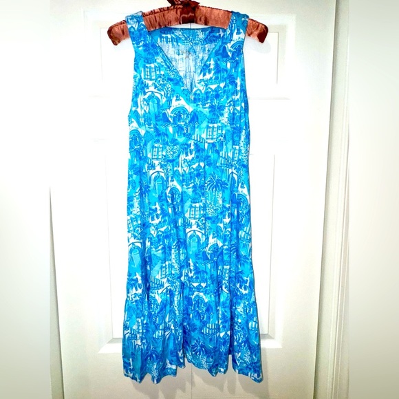 Lilly Pulitzer Lindy Dress Amalfi Blue Sunny State of Mind Size Small EUC - Picture 2 of 14